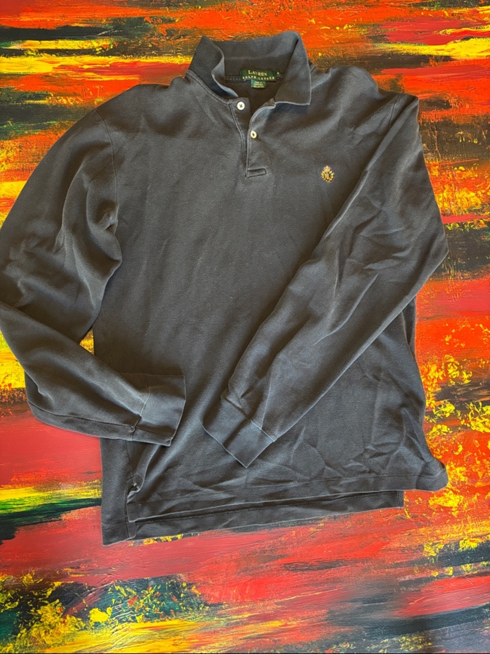 Polo by Ralph Lauren Long-Sleeve Polo Shirt - Black with Gold Pony